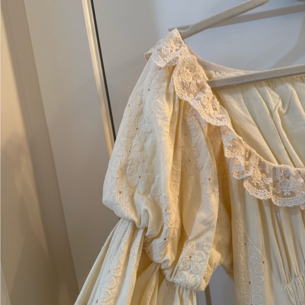 Elegant Cream Lace Dress lace made L - Picture 4 of 10
